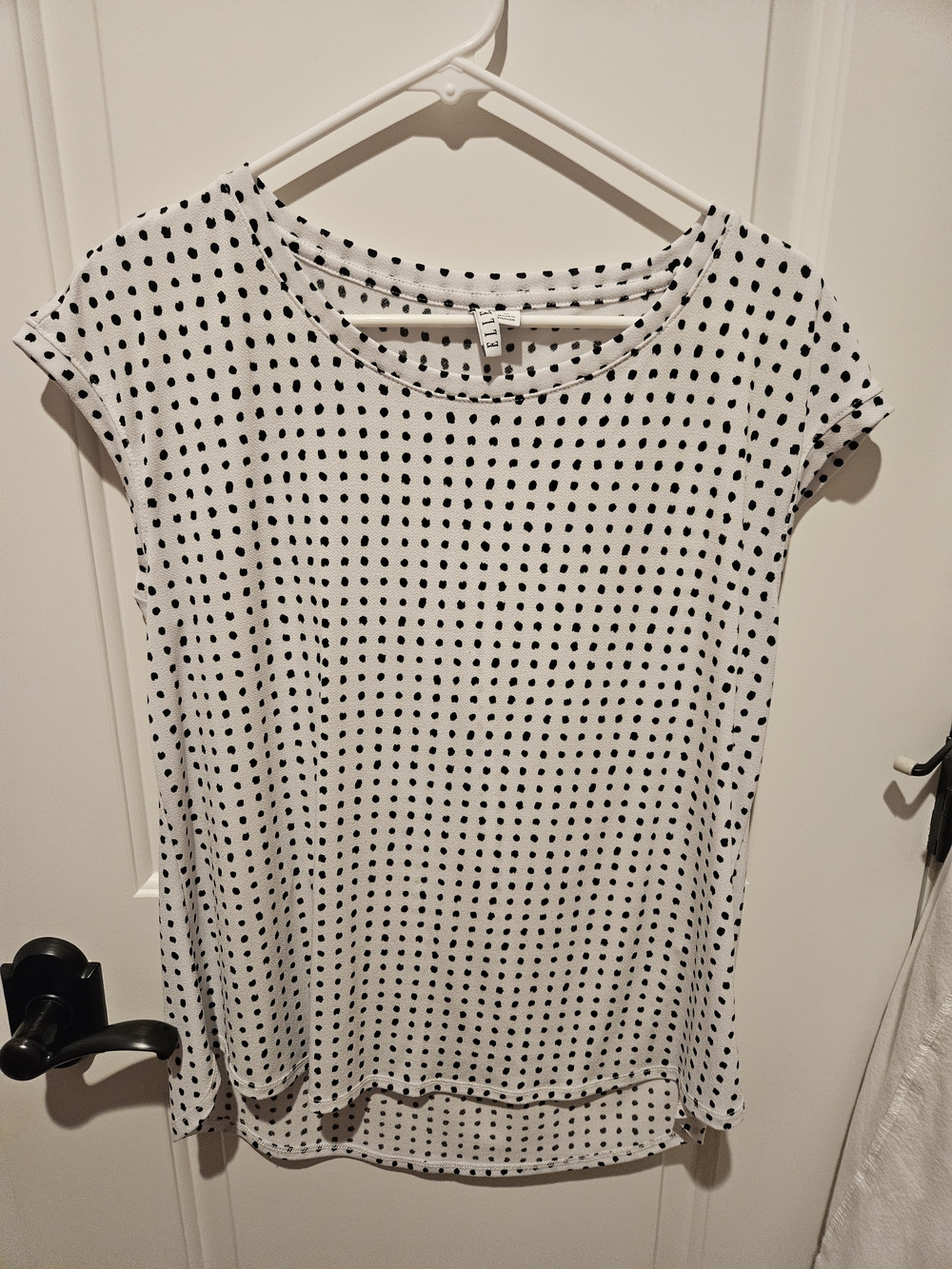 Elle White Short-Sleeve Polka Dot Tee